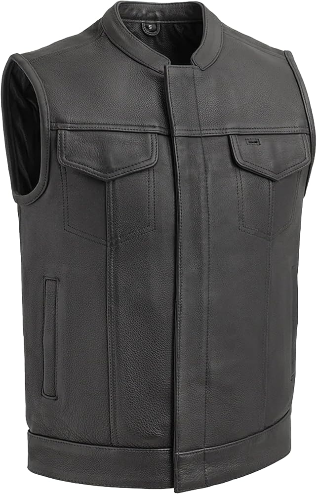 First Mfg Co - Hotshot - Men's Motorcycle Biker Riding Black Leather Vest