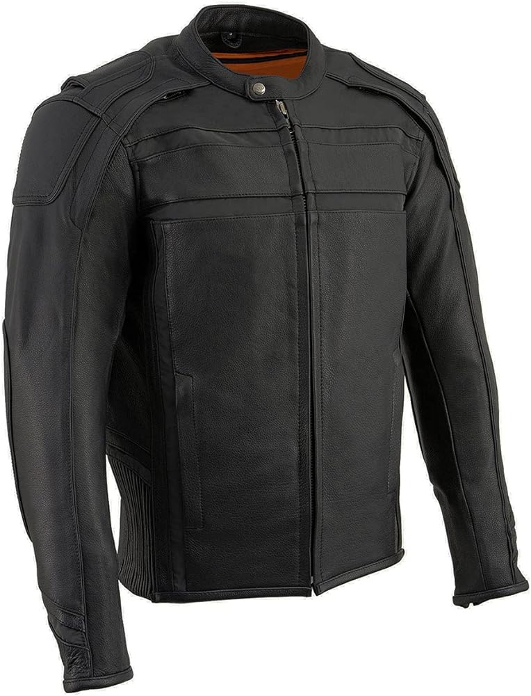 Milwaukee Leather ML2083 Men's Black Vented Reflective Leather Jacket