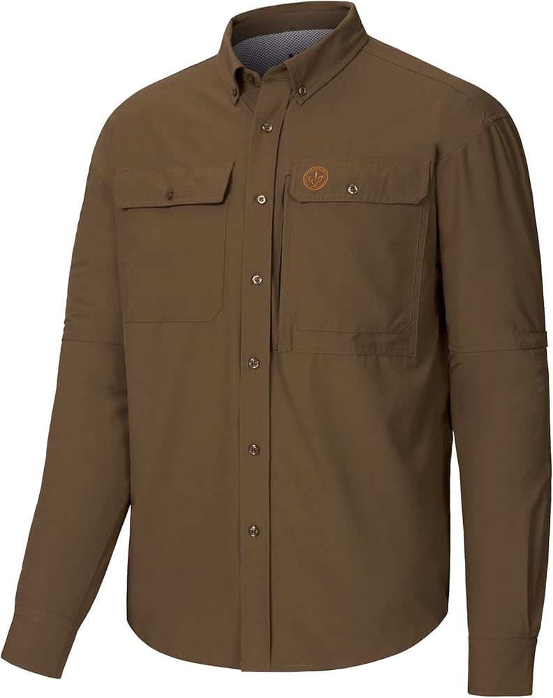 BASSDASH Men's Performance Button Down Shirt Long Sleeve UPF 50 for Hunting Fishing Outdoors FS23M