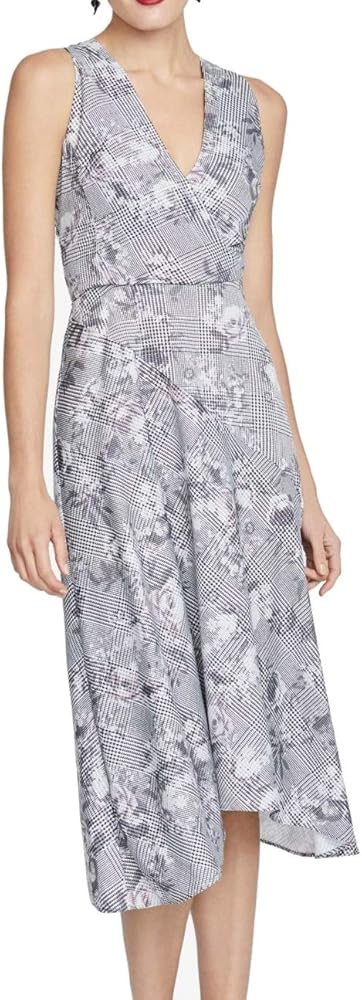 Rachel Roy Womens Floral A-line Dress, Grey, 8