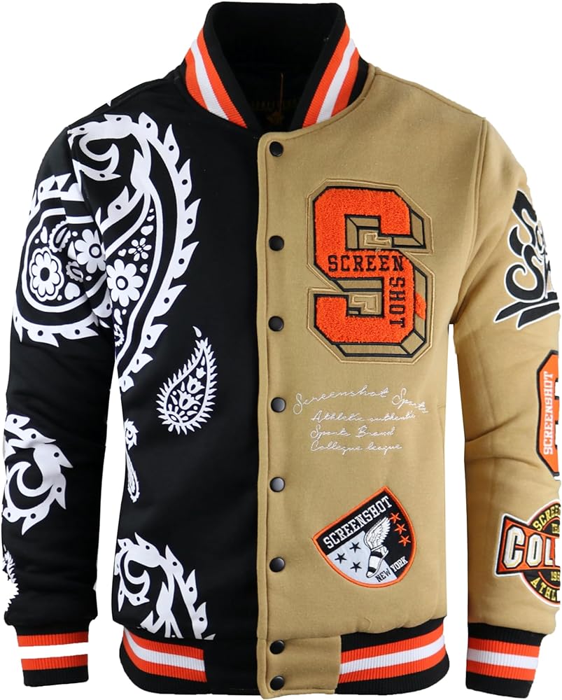 SCREENSHOT VARSITY JACKET 3202 Mens Streetwear Urban Padding Quilted Linning Heavy Fashion Jacket