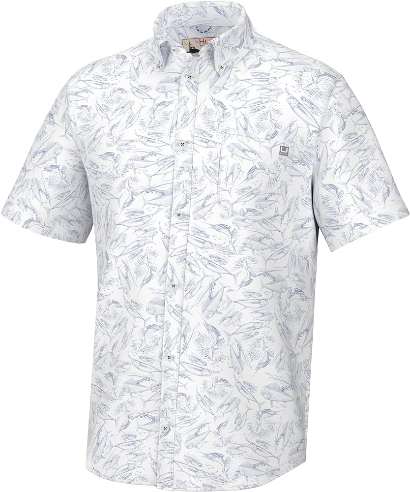 HUK Men's Kc Scott Patterned Kona, Performance Button Down Shirt