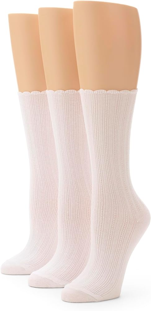 No Nonsense Women's Scallop Pointelle Crew Sock