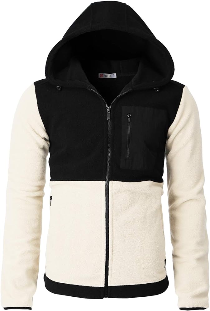 H2H Mens Casual Slim Fit Zip-up Fleece Jackets Active Winter Jackets Thermal