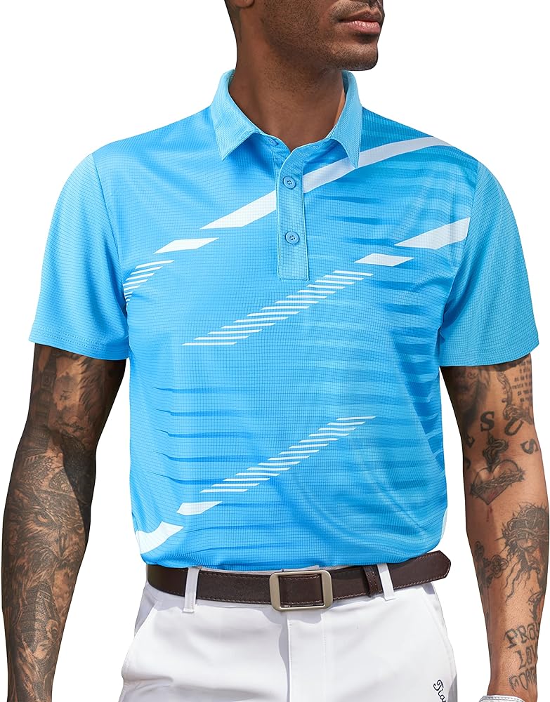 Derminpro Men's Fashion Collared Stretch Fit Casual Short Sleeve Quick Dry Golf Polo Shirts