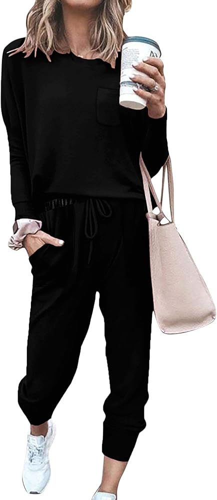 Bofell Lounge Sets for Women Two Piece Travel Outfits Sweatsuits 2 Piece Fashion 2024 Trendy Pajamas