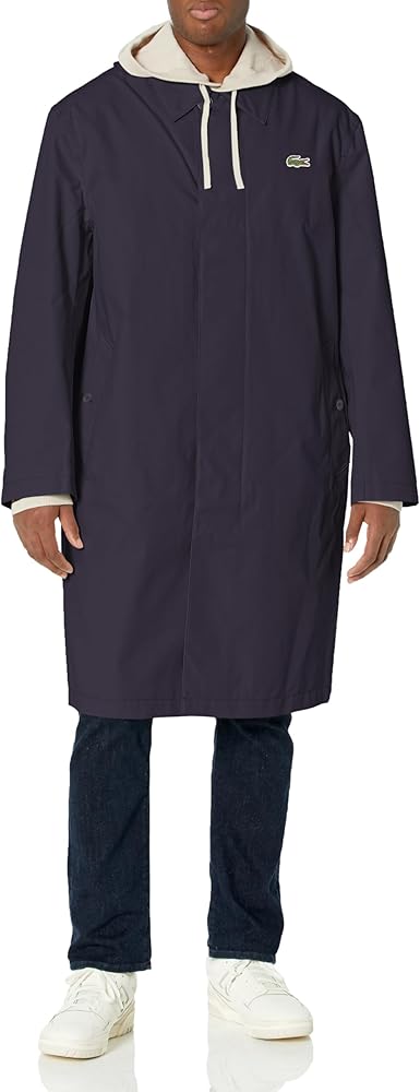 Lacoste Men's Long Sleeve Front Pocket Trench Coat