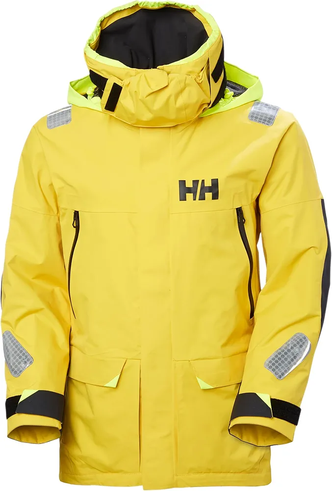 Helly-Hansen Skagen Waterproof Jackets for Men Featuring Windproof Sailing Fabric and Packable Neon Yellow Hood, GOLD RUSH - Medium