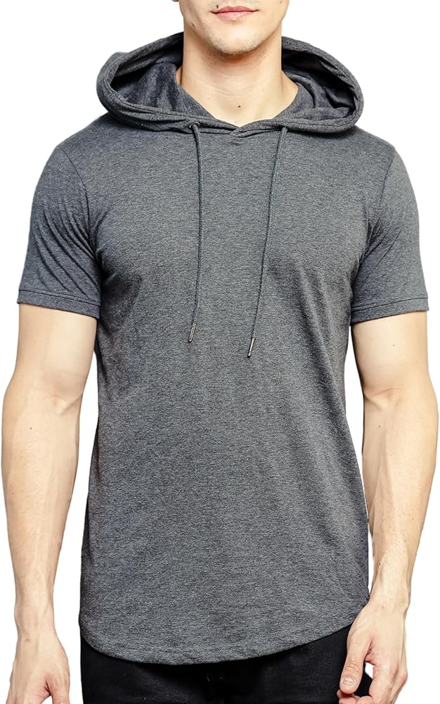 Short Sleeve Hooded T-Shirts for Men - 100% Cotton Shirts - Lightweight Muscle Tees Pullover Summer Hoodies