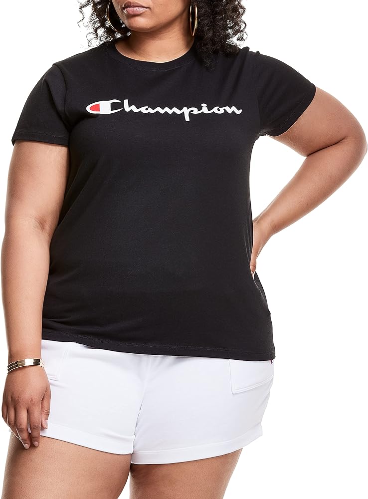 Champion Women's T-shirt, Classic Short Sleeve T-shirt, Lightweight Tee for Women, Script Logo (Plus Size Available)