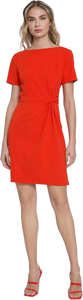 Donna Morgan Boat Neck Side Waist Twist Detail Mini, Womens Dresses