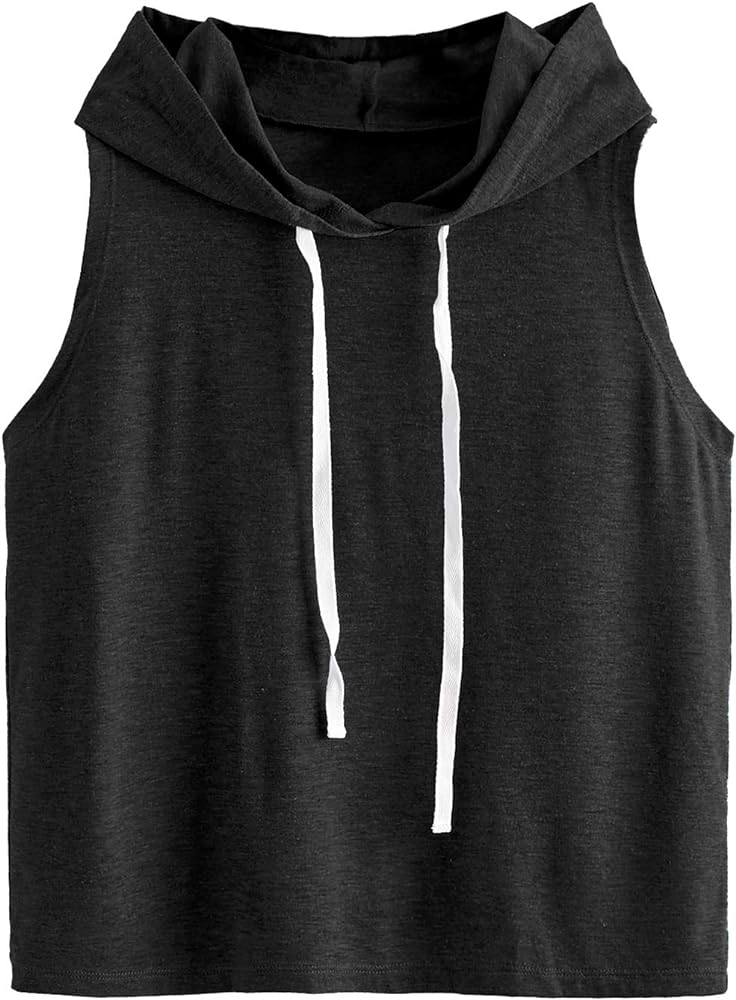 SweatyRocks Women's Summer Sleeveless Hooded Tank Top T-Shirt for Athletic Exercise Relaxed Breathable