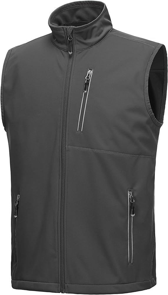 33,000ft Men's Windproof Lightweight Golf Vest Outerwear with Pockets, Softshell Sleeveless Jacket for Running Hiking Sports