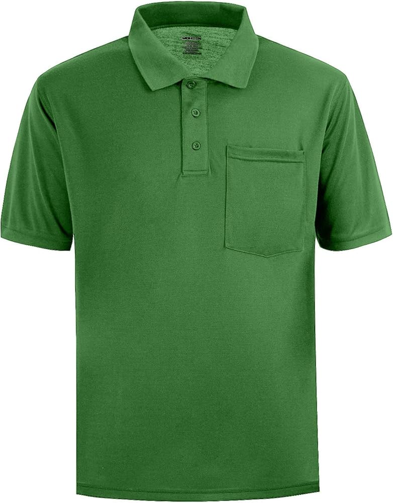 Men's Short Sleeve Polo Shirt Moisture Wicking Performance Dry Fit Golf Polo with Pocket