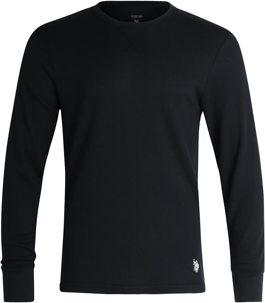 U.S. Polo Assn. Men's Thermal Shirt - Long Sleeve Waffle Knit Top, Size X-Large, Black