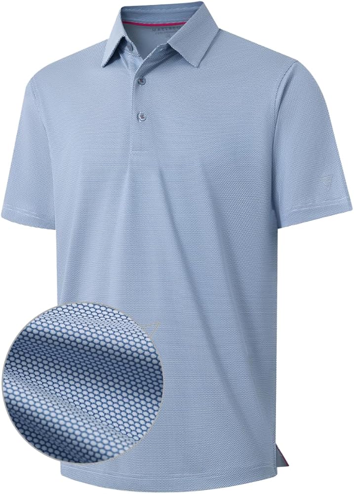 M MAELREG Golf Shirts for Men Dry fit Sports Jacquard Lightweight Performance Texture Short Sleeve Collared Polo Shirts