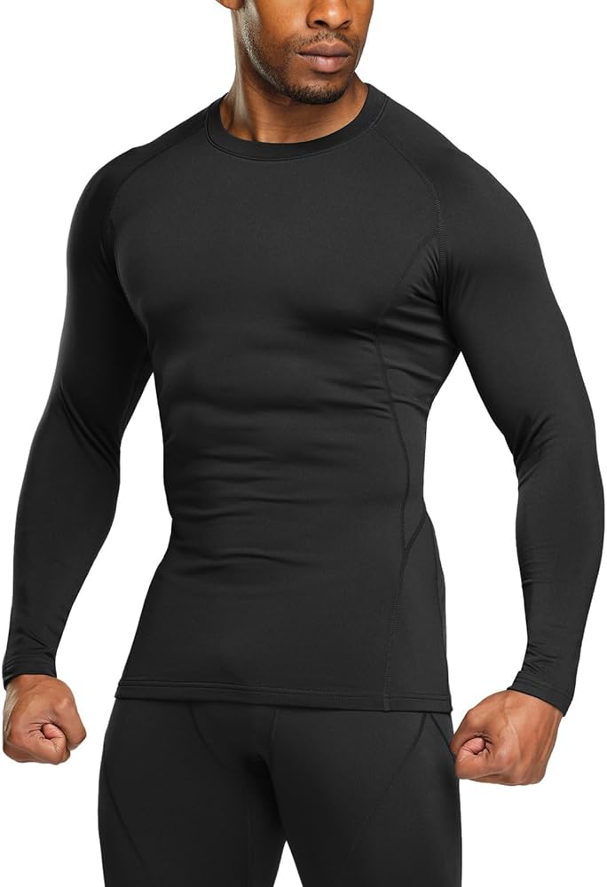 TSLA 1 or 2 Pack Men's Thermal Long Sleeve Compression Shirts, Athletic Base Layer Top, Winter Gear Running T-Shirt