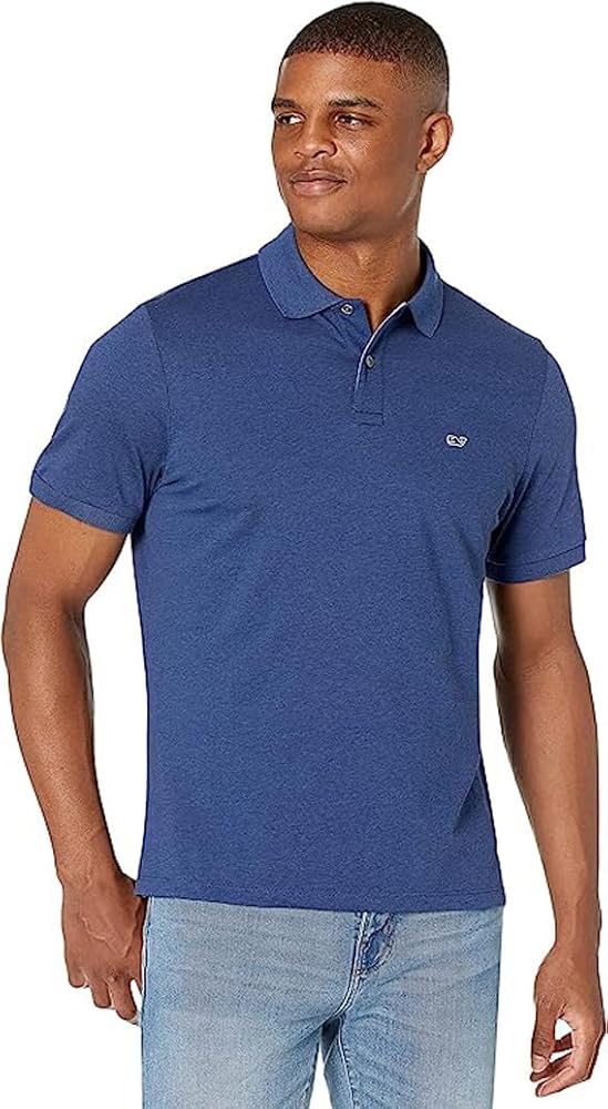 vineyard vines Men's Edgartown Short Sleeve Pique Polo, Deep Bay, X-Large