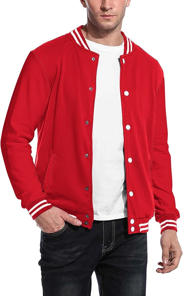 COOFANDY Men's Patches Slim Fit Bomber Jacket Casual Unisex Coats Slim Fit Varsity Jackets