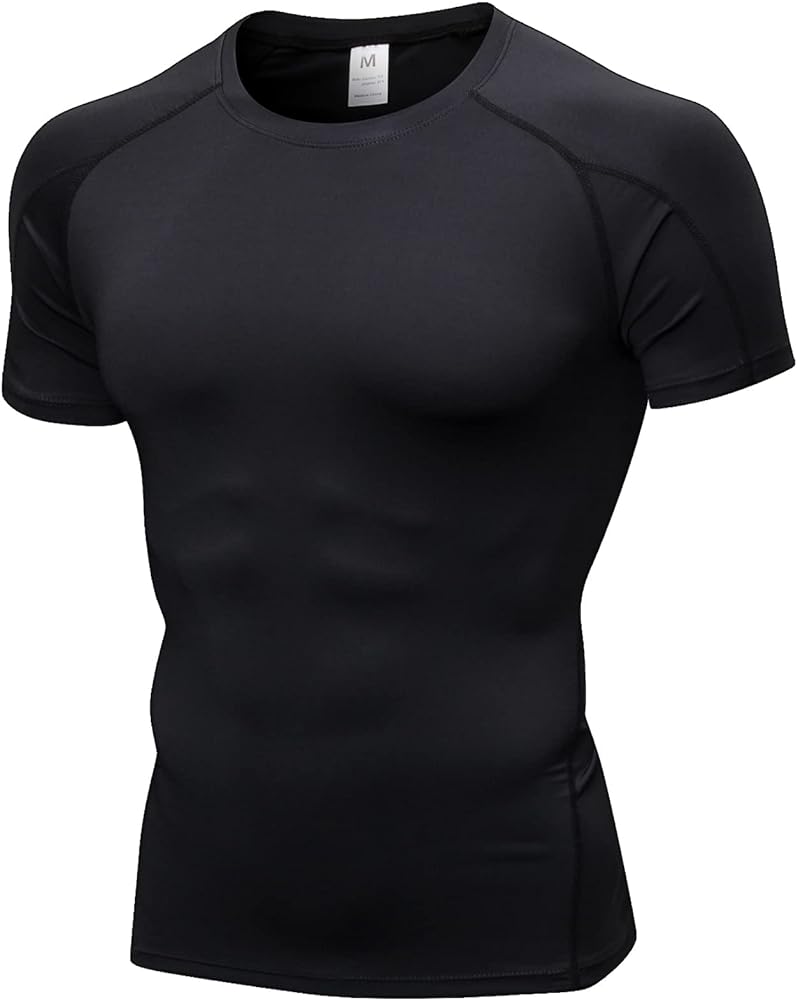 Yuerlian Men's Compression Short Sleeve T-Shirt Baselayer Sports Workout Tops Gym Running Cool Dry Compression Shirts