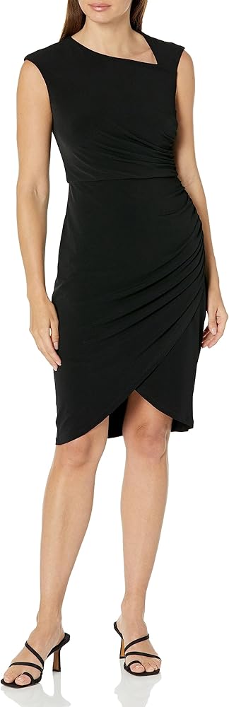 Maggy London Women's Asymmetrical Shirred Tulip Dress