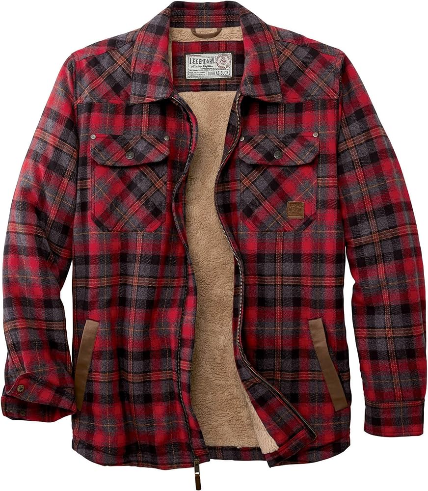 Legendary Whitetails Men's Tough as Buck Sherpa Lined Flannel Shirt Jacket