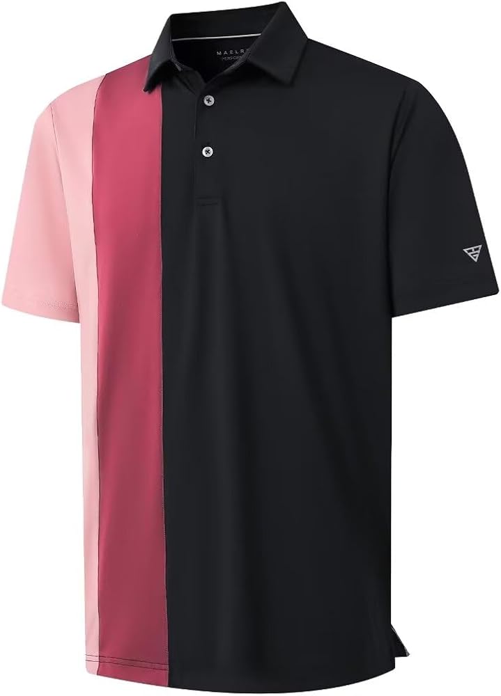 M MAELREG Mens Golf Polo Shirts Short Sleeve Dry Fit Casual Performance Moisture Wicking Color Block Polo Shirts for Men