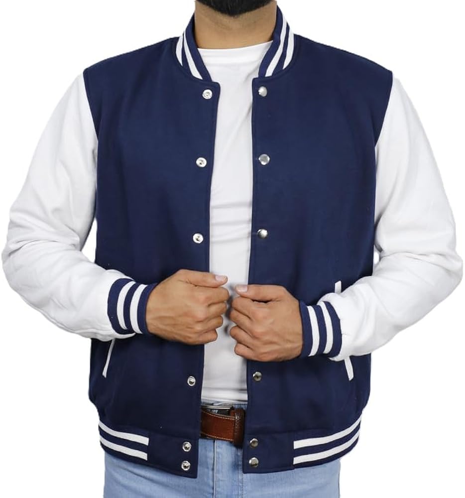 Men’s Varsity Bomber Fleece Jacket - Baseball Letterman Jacket For Mens