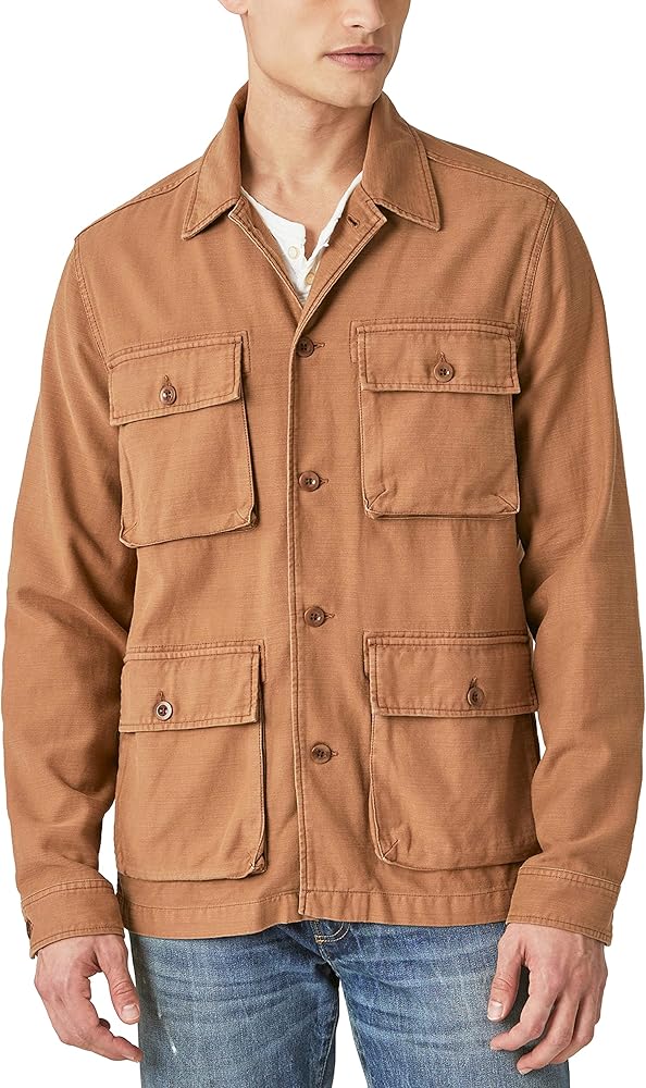 Lucky Brand Mens Slub Twill Military Jacket