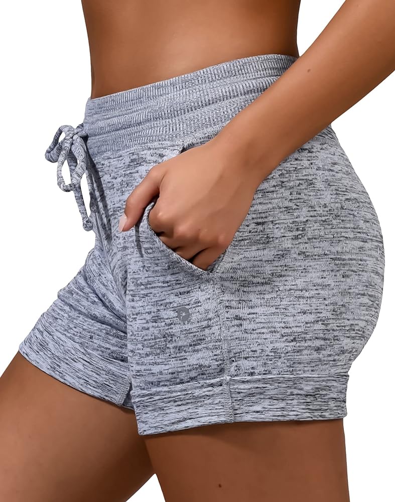 90 Degree By Reflex Soft Comfy Activewear Lounge Shorts with Pockets and Drawstring for Women