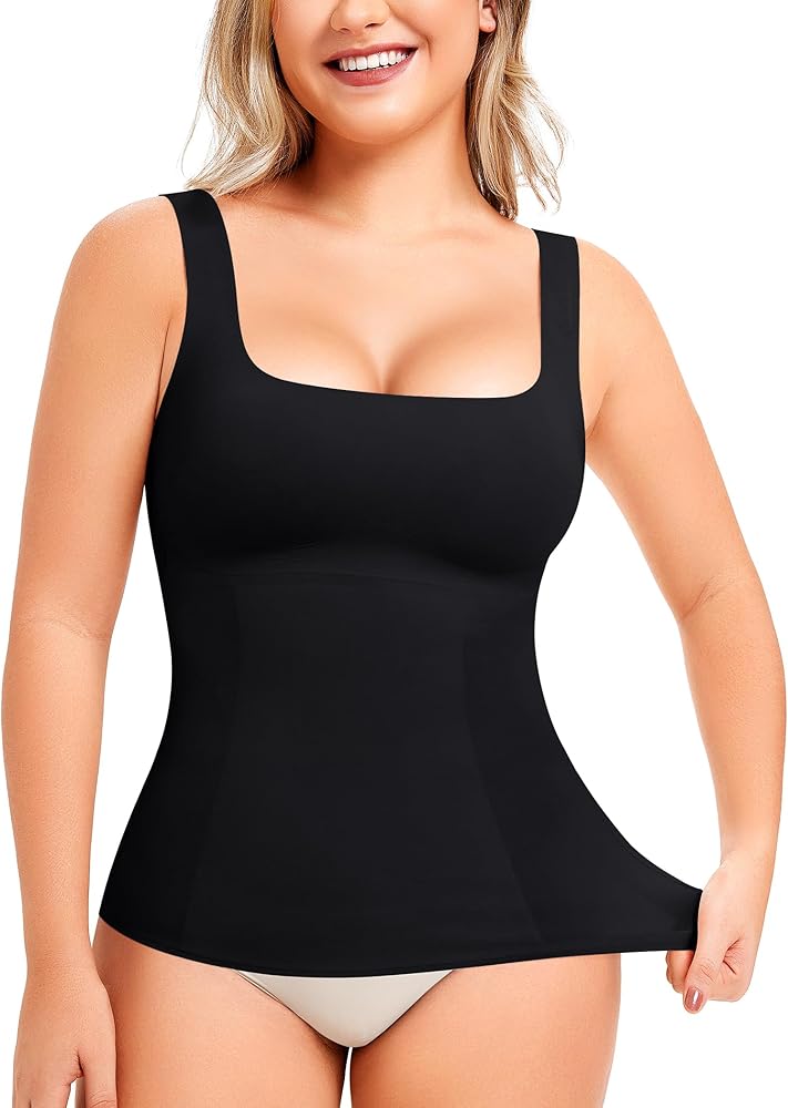 LODAY Compression Tank Tops for Women Shapewear Tummy Control Square Neck Camisole Cami Tops