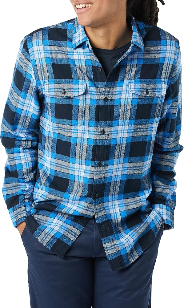 Amazon Essentials Men's Slim-Fit Long-Sleeve Two-Pocket Flannel Shirt - Discontinued Colors