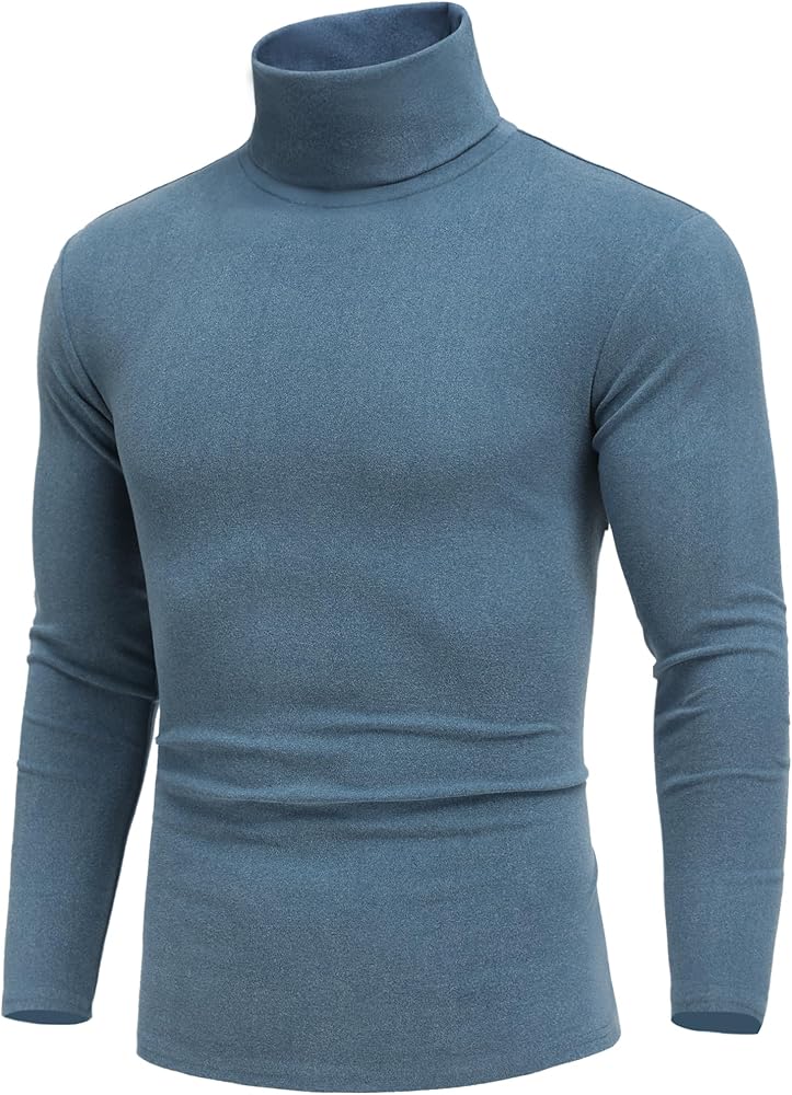 COOFANDY Men's High Neck Shirts Long Sleeve Slim Fit T Shirts Casual Thermal Sweater Mock Neck Lightweight Pullover