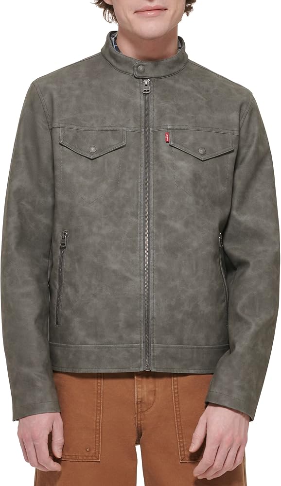 Levi's Mens Faux Leather Racer Jacket