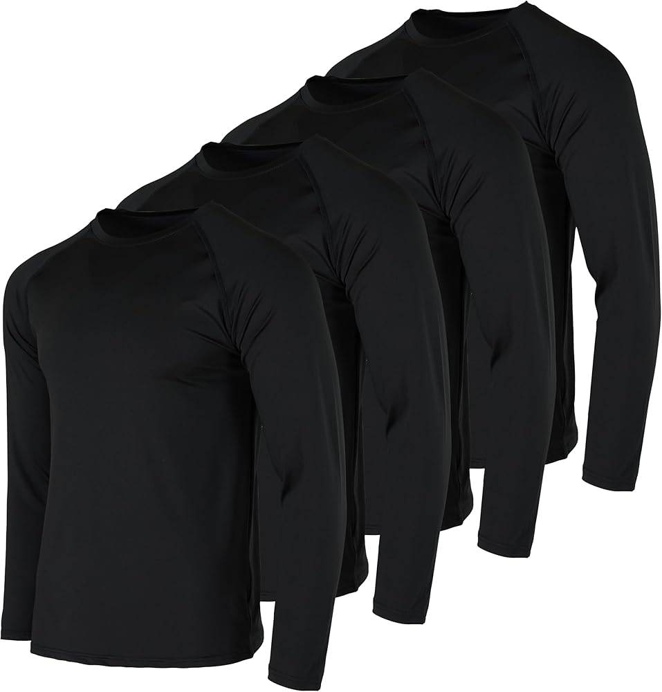 Real Essentials 4 Pack: Men's Compression Long-Sleeve T-Shirt Athletic Cold Weather BaseLayer (Available in Big & Tall)