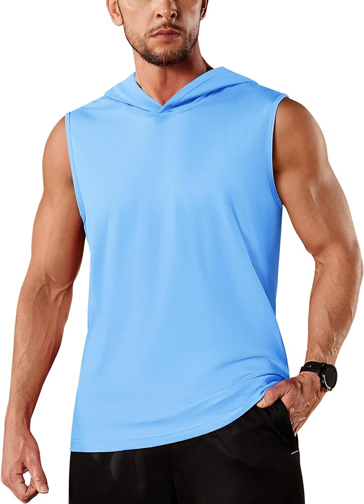 TACVASEN Men's Workout Hooded Tank Tops Sleeveless Gym Muscle Hoodies Sleeveless Lightweight Summer T Shirts