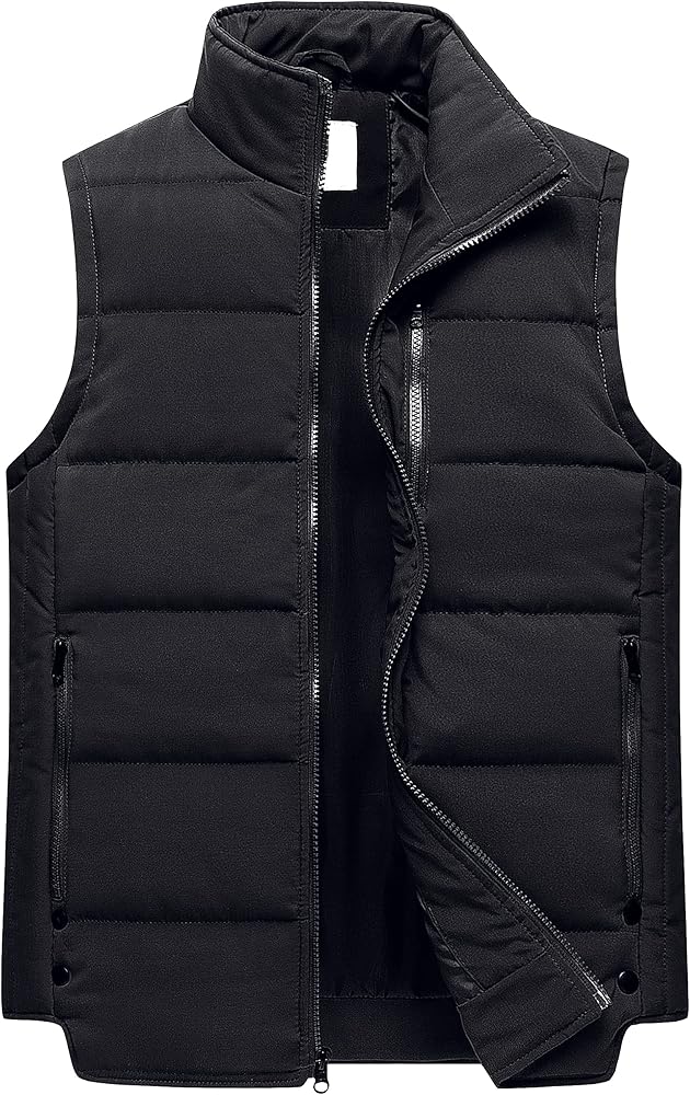 Chrisuno Men's Puffer Vest Casual Stand Collar Quilted Waistcoat Outdoor Padded Ski Vest