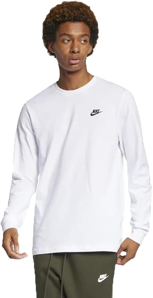 Nike Sportswear Men's Long-Sleeve T-Shirt White/Black, Small