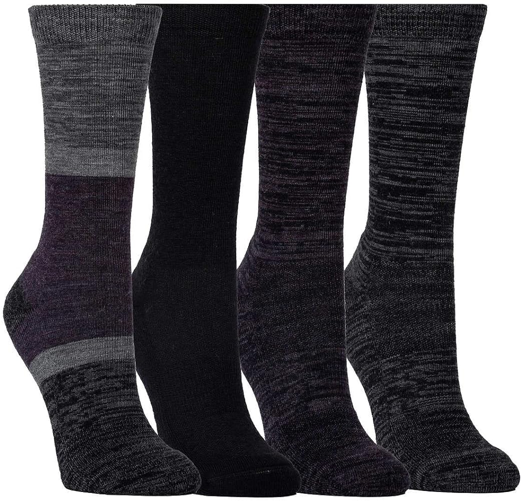 Kirkland Signature Women Extra-Fine Merino Wool Blend Crew Sock, 4-pair