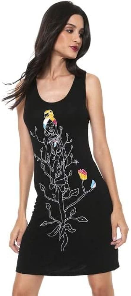 Desigual Women's Rosario Argentina Embroidered Dress, Black, Medium