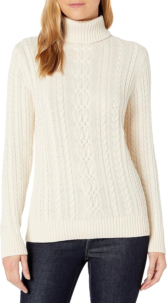 Amazon Essentials Women's Fisherman Cable Turtleneck Sweater (Available in Plus Size)