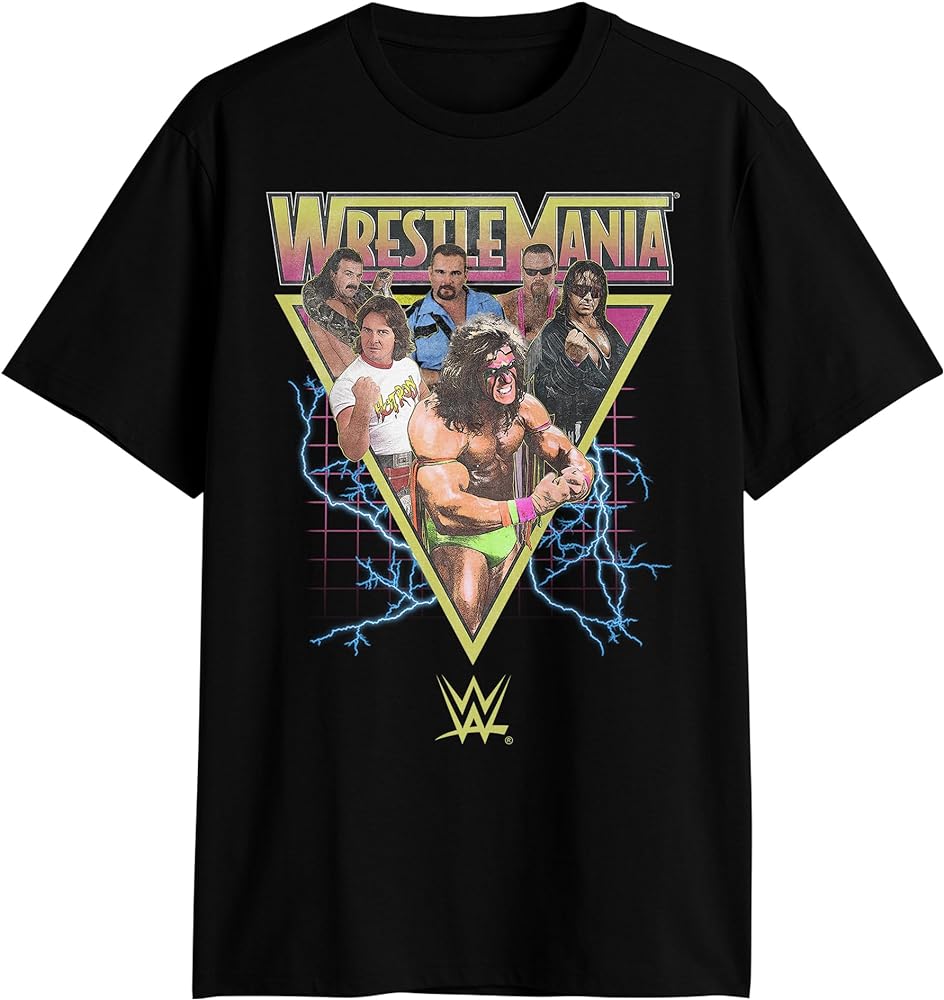 WWE Wrestlemania Champions Bret Hart Ultimate Warrior Piper Adult T-Shirt