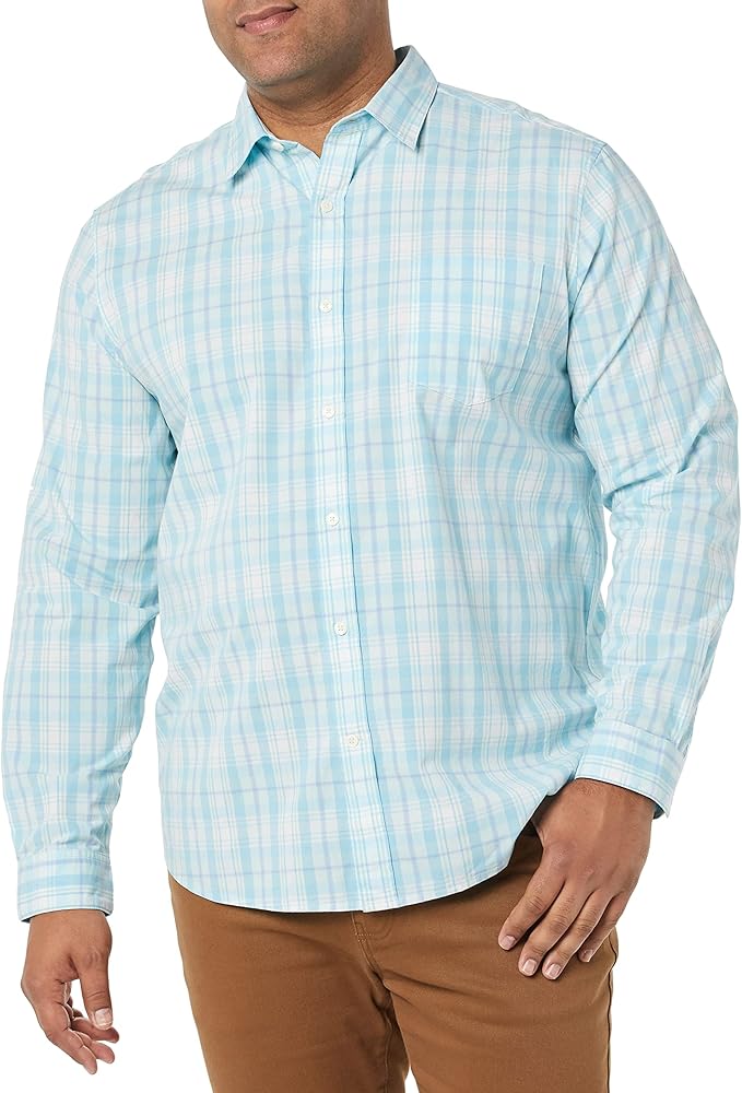 Amazon Essentials Men's Long-Sleeve Regular-fit Stretch Poplin Shirt