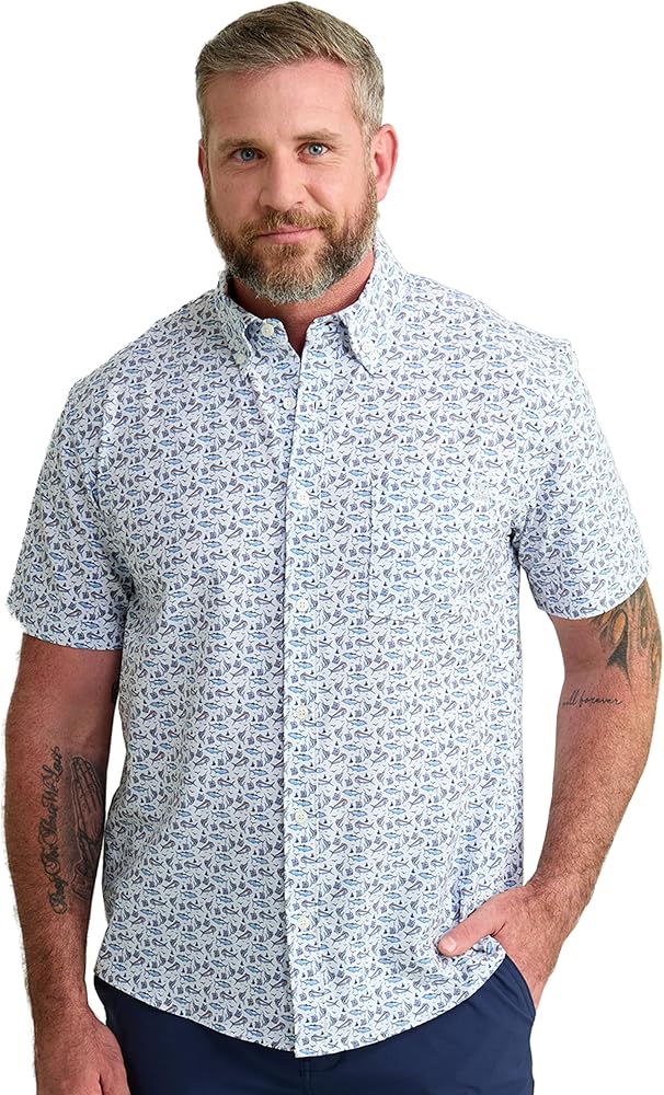 HUK Kona Solid Short Sleeve Fishing Button Down Shirt for Men