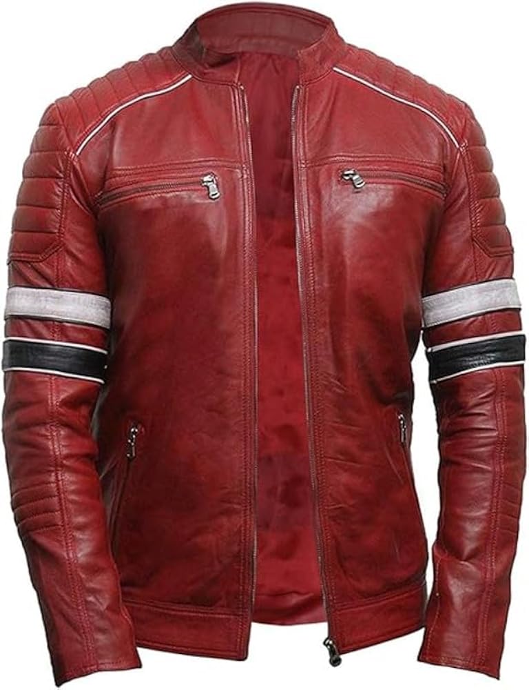 Mens Vintage Cafe Racer Distressed Biker Leather Jacket | Motorcycle Leather Jacket for Men