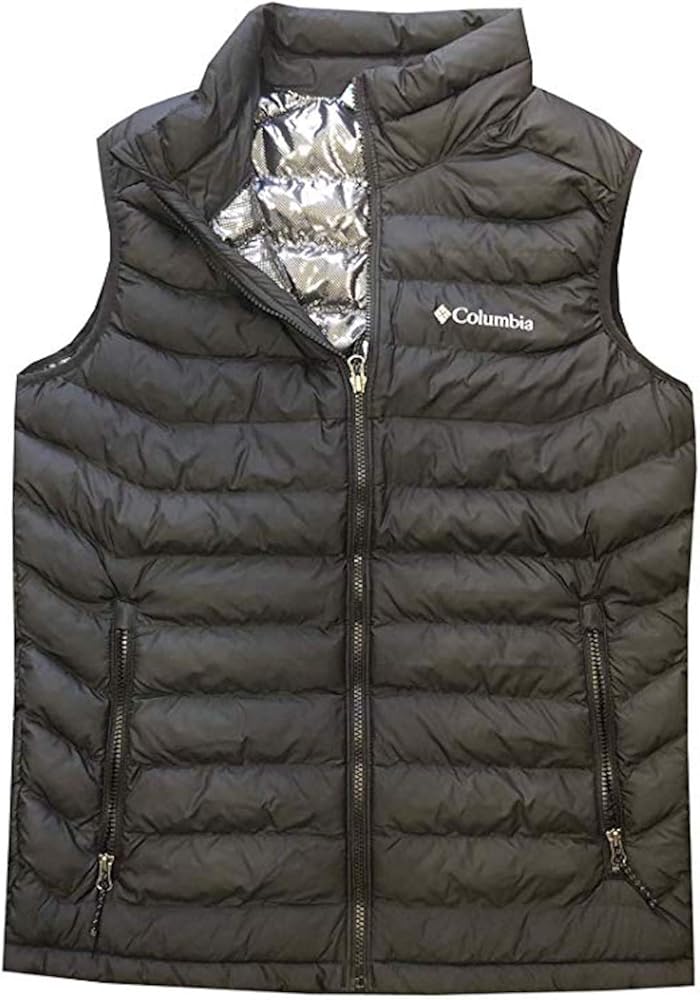 Columbia Mens White Out Omni-Heat Puffer Vest, Black, X-Large