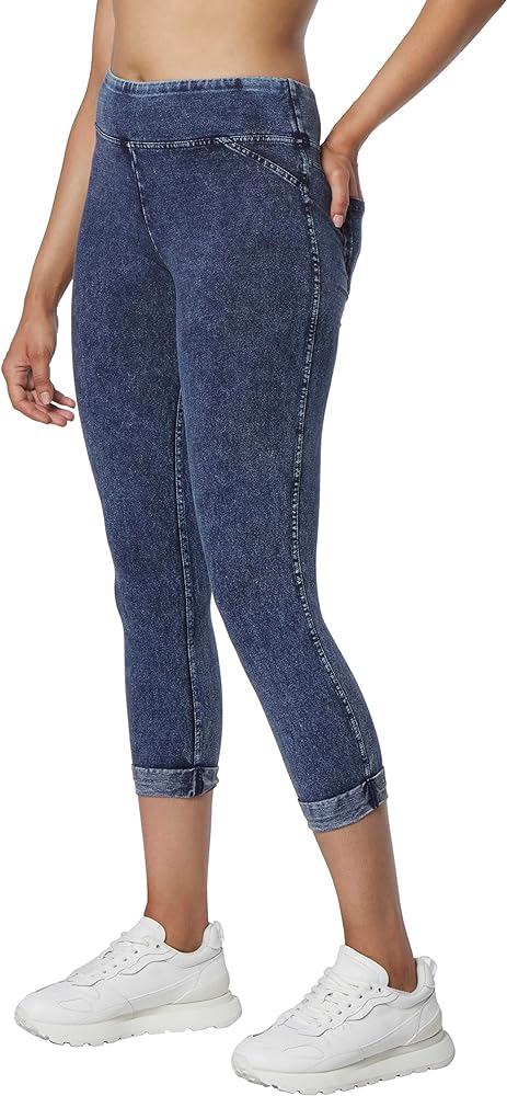 Andrew Marc Women's Faux Denim Cropped Legging, Regular and Plus Sizes