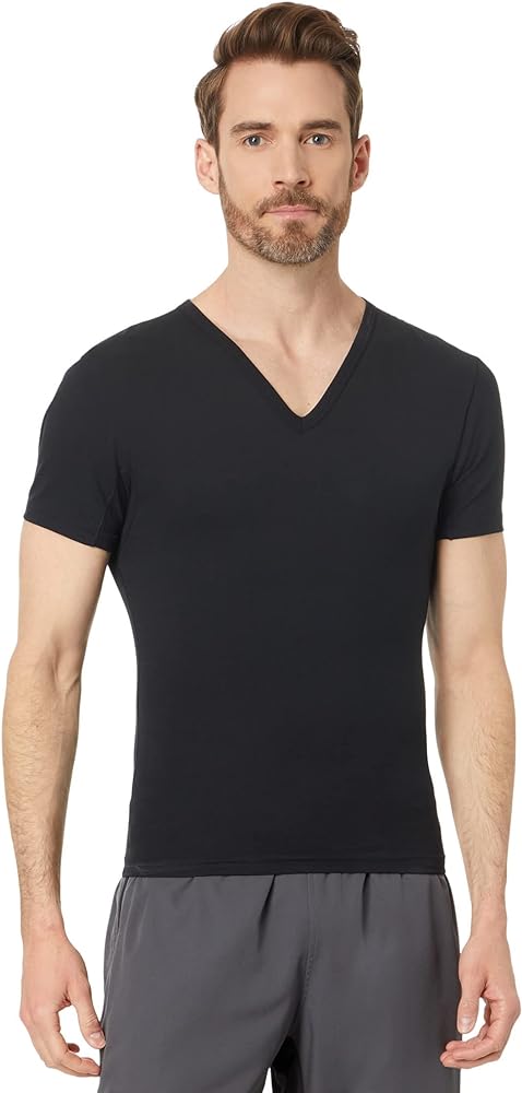 SPANX for Men Cotton Spandex V-Neck T-Shirt for Men - Cotton-Elastane Blend Fabrication - Opaque Construction