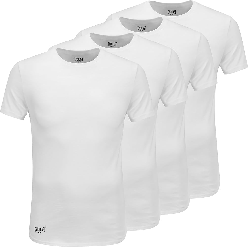 Everlast 4-Pack Men's Essential Crew-Neck Undershirts – Breathable, Tagless, Cotton Mens T Shirt