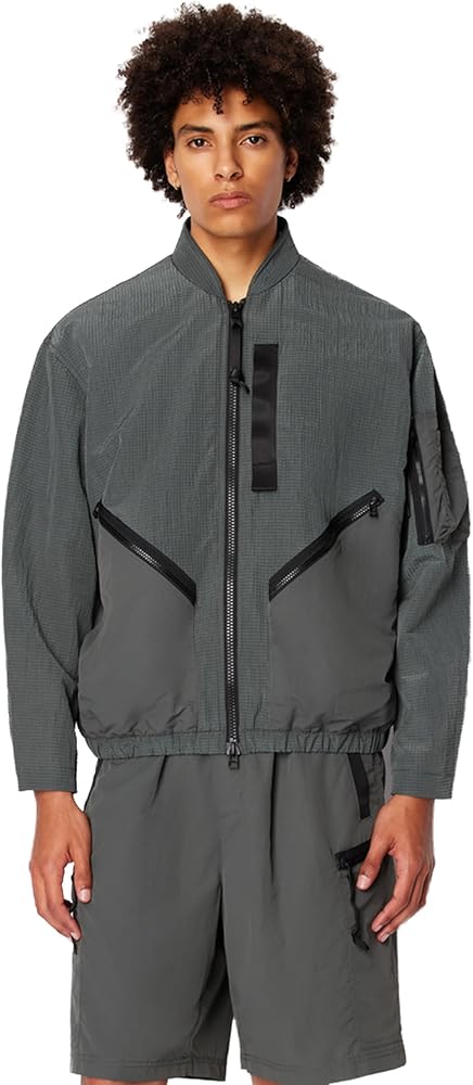 Armani Exchange Men's Textured Utility Tape Pocket Bomber Jacket